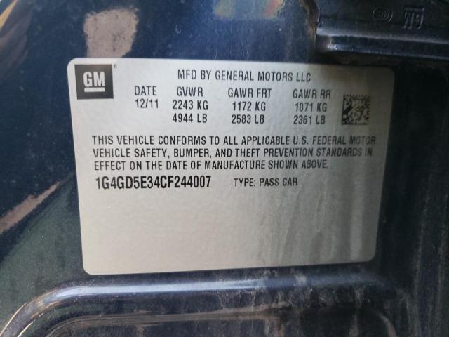 1G4GD5E34CF244007 - 2012 BUICK LACROSSE PREMIUM Bleu photo 12