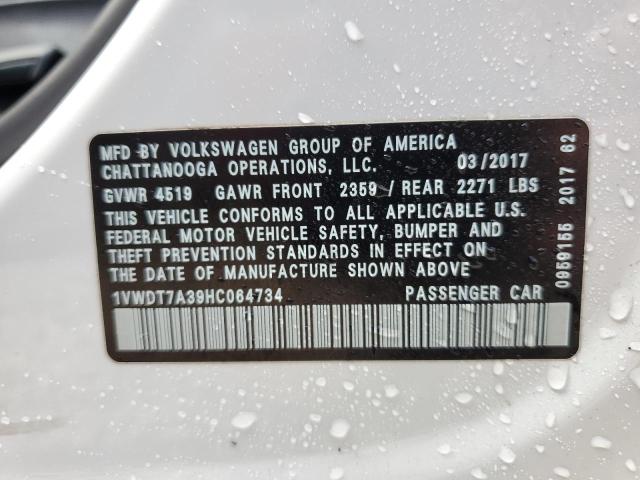 1VWDT7A39HC064734 - 2017 VOLKSWAGEN PASSAT R-LINE Weiß Foto 13
