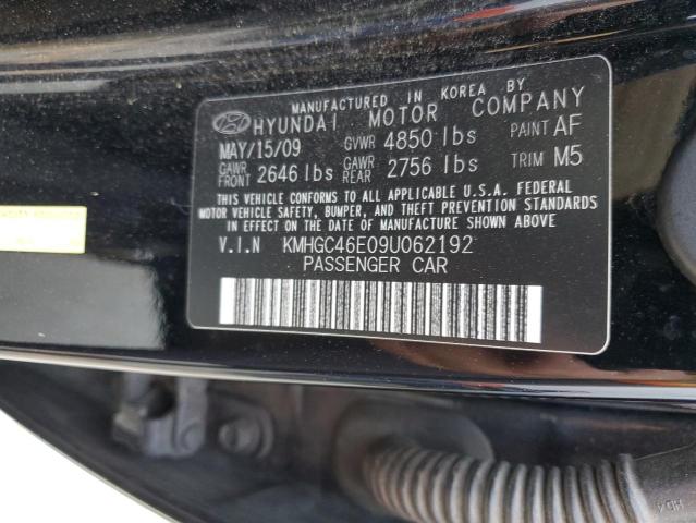 KMHGC46E09U062192 - 2009 HYUNDAI GENESIS 3.8L BLACK photo 12