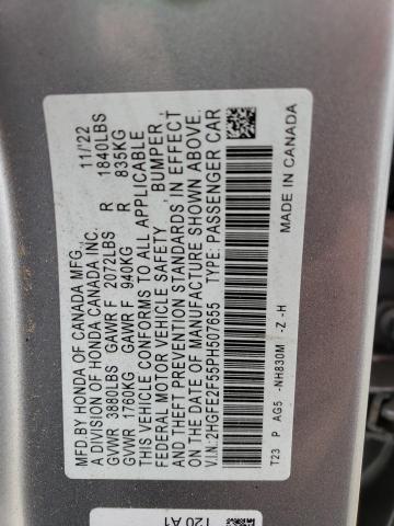 2HGFE2F55PH507655 - 2023 HONDA CIVIC SPORT 银色 照片 12