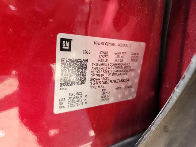 1GKKNMLS7KZ168154 - 2019 GMC ACADIA SLT-1 BURGUNDY photo 13