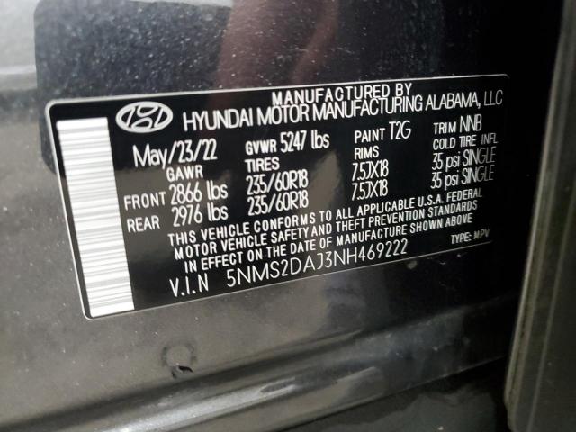 5NMS2DAJ3NH469222 - 2022 HYUNDAI SANTA FE SEL GRAY photo 14