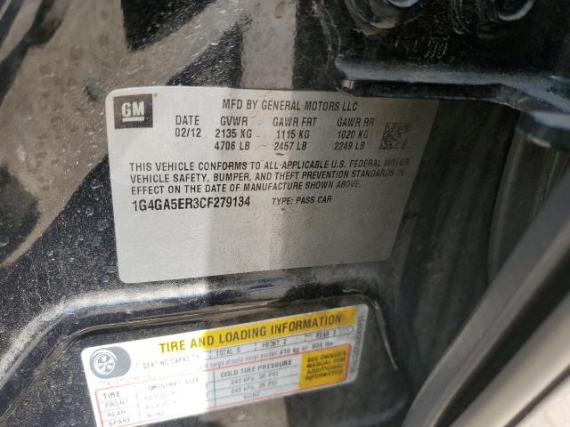 1G4GA5ER3CF279134 - 2012 BUICK LACROSSE GRAY photo 12