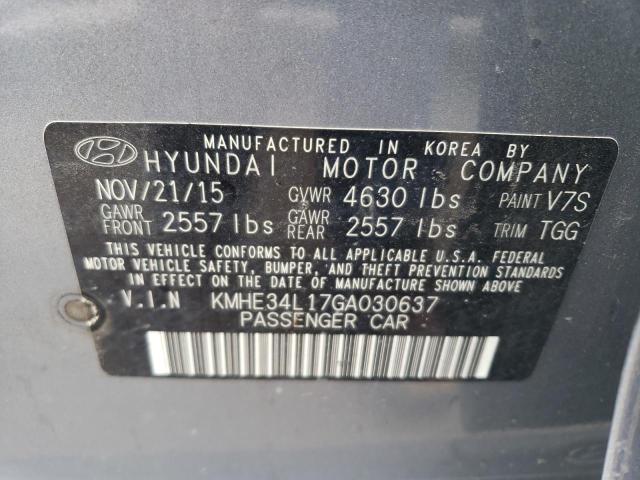 KMHE34L17GA030637 - 2016 HYUNDAI SONATA HYBRID SILVER photo 12