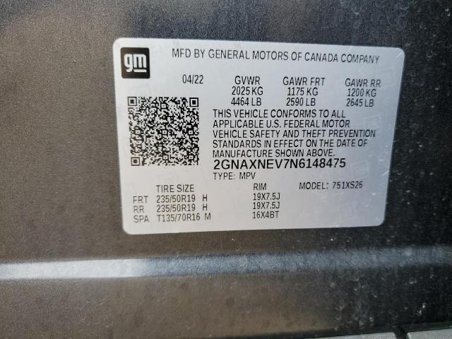 2GNAXNEV7N6148475 - 2022 CHEVROLET EQUINOX PREMIER GRAY photo 13