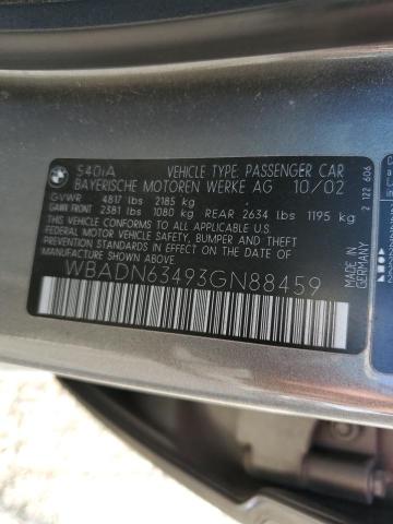 WBADN63493GN88459 - 2003 BMW 540 I AUTOMATIC Gris photo 10
