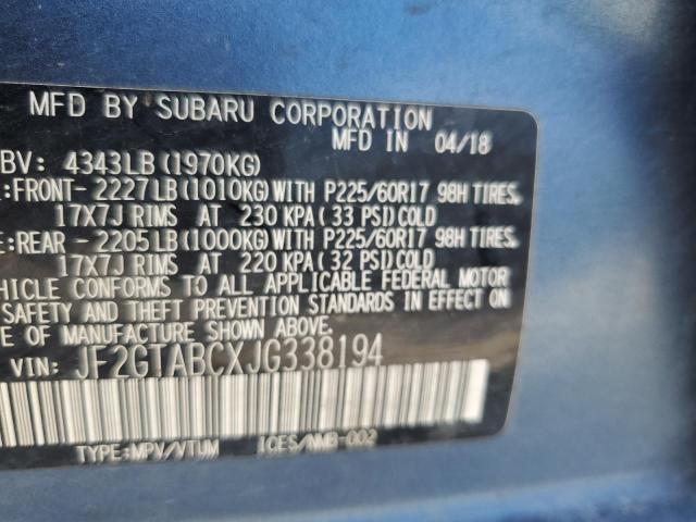 JF2GTABCXJG338194 - 2018 SUBARU CROSSTREK PREMIUM BLUE photo 13