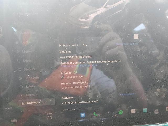 5YJSA1E53RF545012 - 2024 TESLA MODEL S Արծաթագույն լուսանկար 9