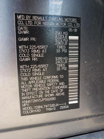 KNMAT2MV5JP592680 - 2018 NISSAN ROGUE S ნაცრისფერი ფოტო 13