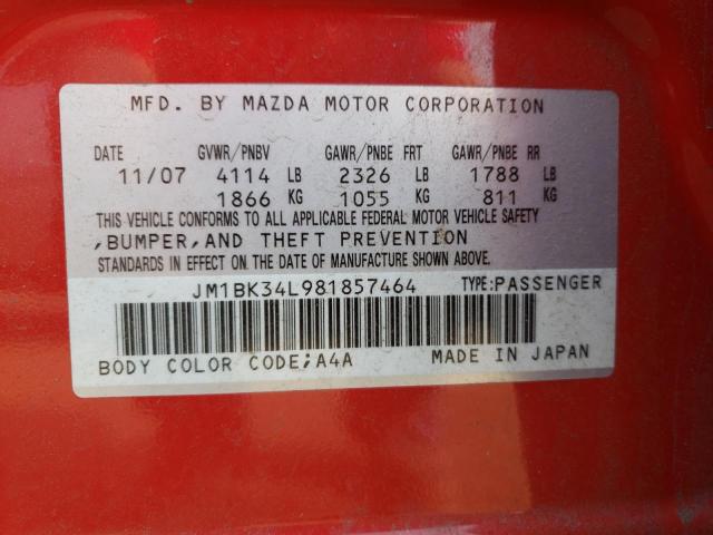 JM1BK34L981857464 - 2008 MAZDA SPEED 3 RED photo 12