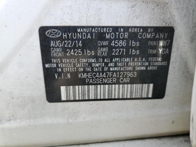 KMHEC4A47FA127963 - 2015 HYUNDAI SONATA HYBRID WHITE photo 12