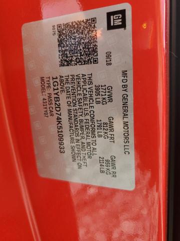 1G1YB2D74K5109933 - 2019 CHEVROLET CORVETTE STINGRAY 1LT RED photo 12