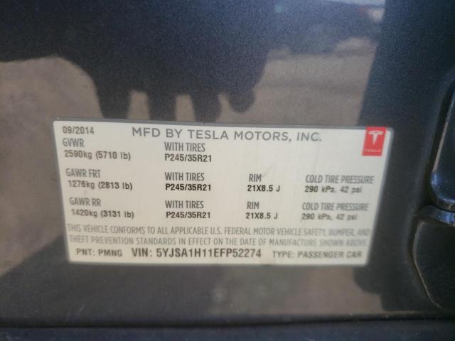5YJSA1H11EFP52274 - 2014 TESLA MODEL S Boz foto 12