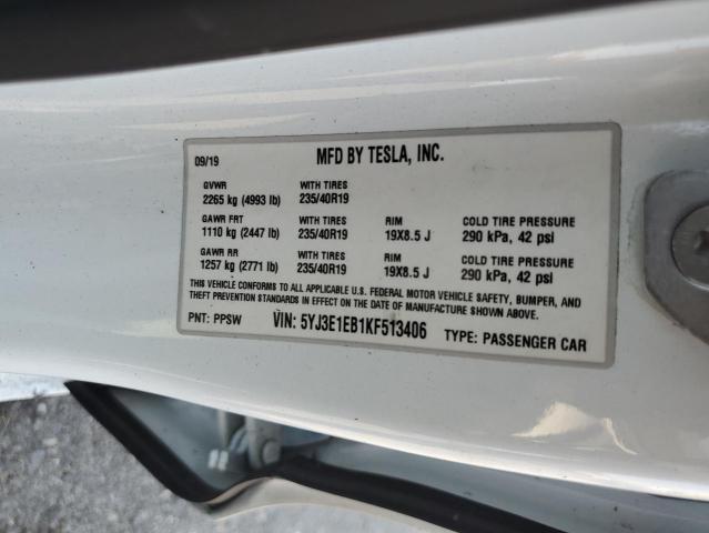 5YJ3E1EB1KF513406 - 2019 TESLA MODEL 3 Ağ foto 12