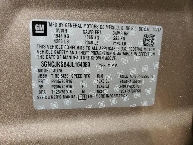 3GNCJKSB4JL164089 - 2018 CHEVROLET TRAX LS BROWN photo 13