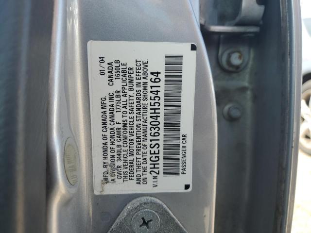 2HGES16304H554164 - 2004 HONDA CIVIC DX VP SILVER photo 12