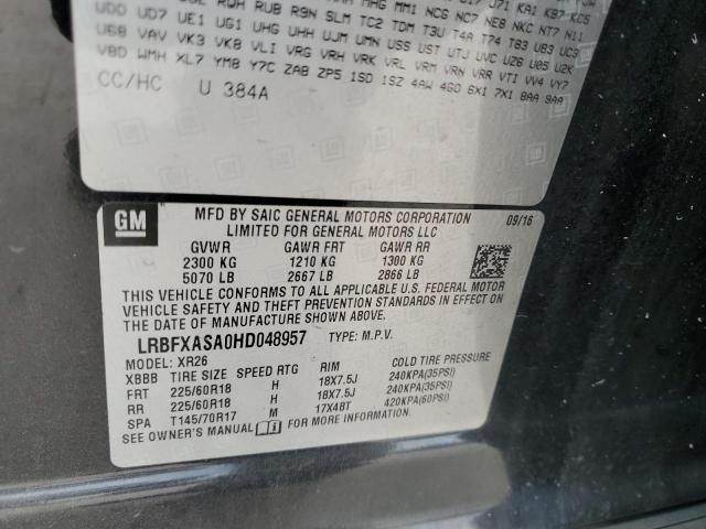 LRBFXASA0HD048957 - 2017 BUICK ENVISION PREFERRED BLACK photo 13