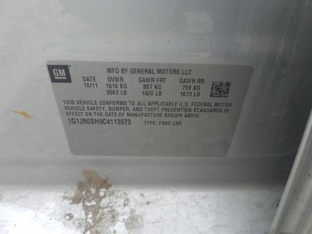 1G1JB6SH9C4113973 - 2012 CHEVROLET SONIC LS SILVER photo 10