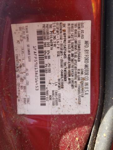 1FAFP59U13A216453 - 2003 FORD TAURUS SEL BURGUNDY photo 12