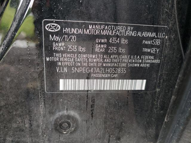 5NPEG4JA2LH052835 - 2020 HYUNDAI SONATA SE BLACK photo 12