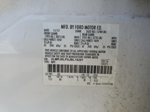 2LMPJ8LPXJBL18291 - 2018 LINCOLN MKX RESERVE Blanco foto 13