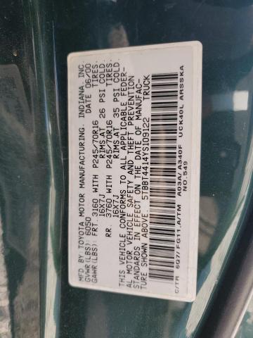 5TBBT4414YS109122 - 2000 TOYOTA TUNDRA ACCESS CAB მწვანე ფოტო 12