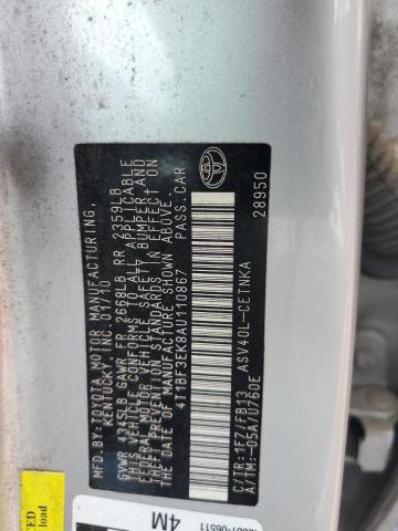 4T1BF3EK8AU110867 - 2010 TOYOTA CAMRY BASE 银色 照片 13