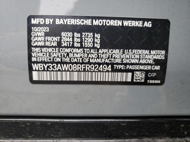 WBY33AW08RFR92494 - 2024 BMW I4 M50 GRAY photo 12