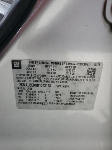 2GNALBEK0H1542143 - 2017 CHEVROLET EQUINOX LS SILVER photo 13