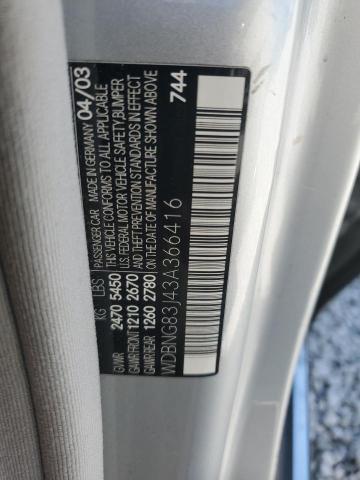 WDBNG83J43A366416 - 2003 MERCEDES-BENZ S 430 4MATIC SILVER photo 12