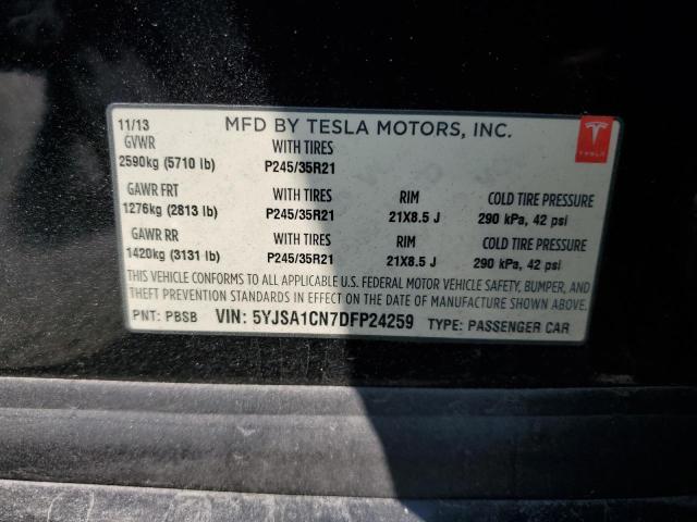 5YJSA1CN7DFP24259 - 2013 TESLA MODEL S BLACK photo 12