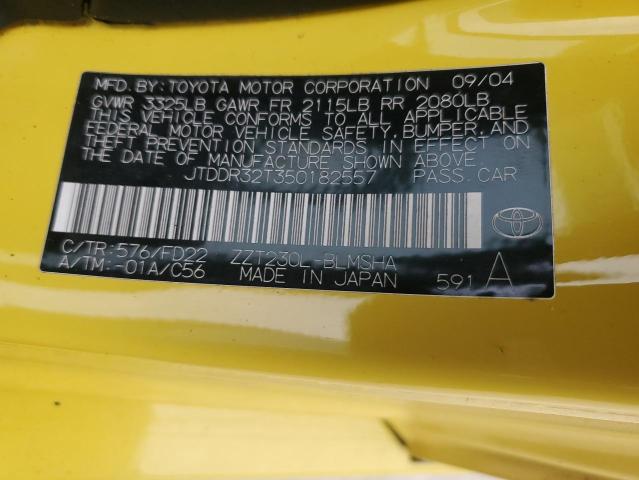 JTDDR32T350182557 - 2005 TOYOTA CELICA GT YELLOW photo 12