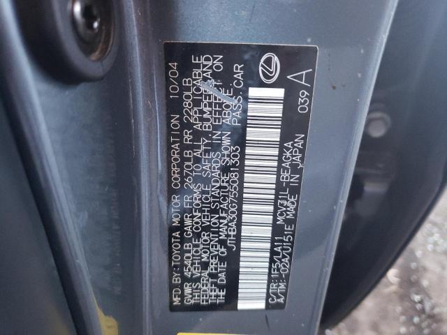 JTHBA30G755081303 - 2005 LEXUS ES 330 GRAY photo 12