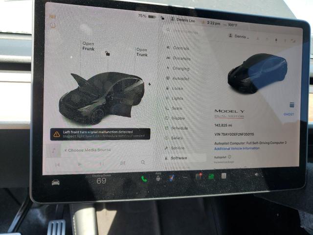 7SAYGDEF2NF350115 - 2022 TESLA MODEL Y 黑色 照片 9