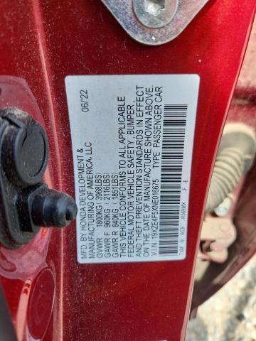 19XZE4F5XNE016675 - 2022 HONDA INSIGHT EX RED photo 12
