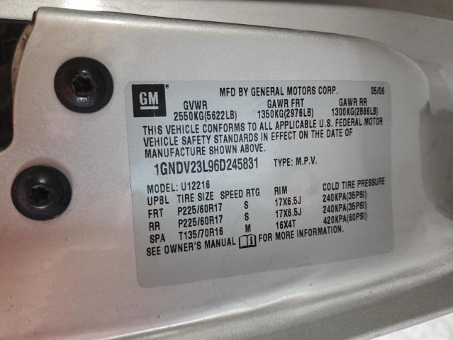 1GNDV23L96D245831 - 2006 CHEVROLET UPLANDER LS SILVER photo 14