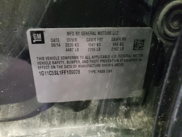 1G11C5SL1FF109078 - 2015 CHEVROLET MALIBU 1LT GRAY photo 12