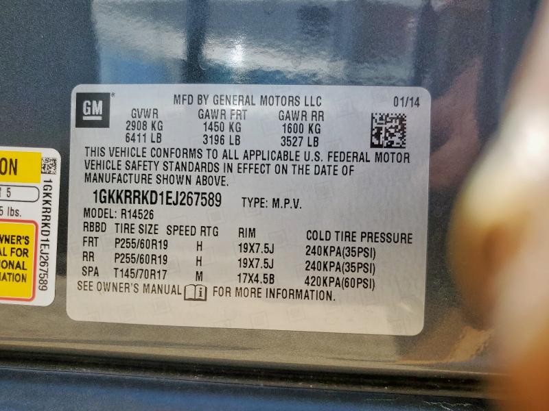 1GKKRRKD1EJ267589 - 2014 GMC ACADIA SLT-1 BLUE photo 13