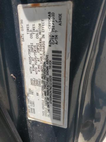 4TASM92N7WZ121828 - 1998 TOYOTA TACOMA XTRACAB PRERUNNER ტალღისფერი ფოტო 12