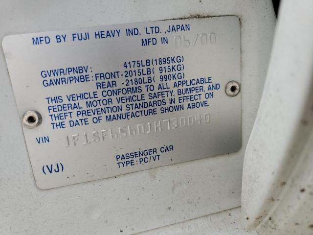 JF1SF65601H730040 - 2001 SUBARU FORESTER S WHITE photo 12