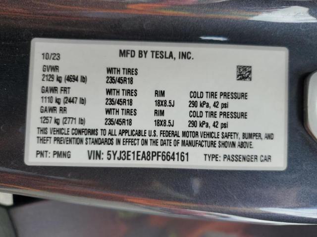 5YJ3E1EA8PF664161 - 2023 TESLA MODEL 3 Көк фото 12