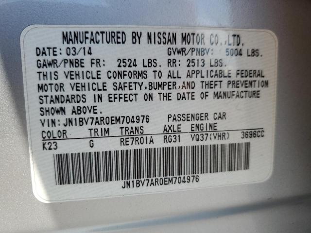 JN1BV7AR0EM704976 - 2014 INFINITI Q50 BASE SILVER photo 12