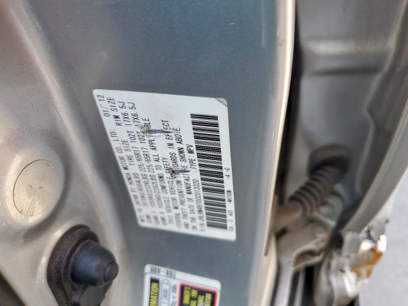 JHLRM4H70CC013020 - 2012 HONDA CR-V EXL SILVER photo 12