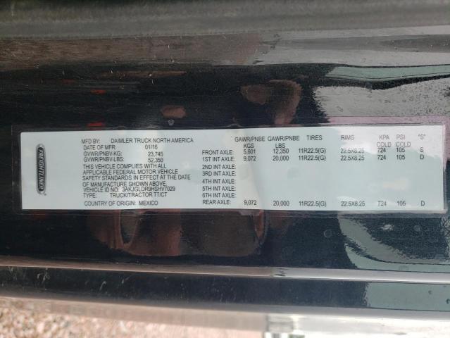 3AKJGLDR9HSHV7029 - 2017 FREIGHTLINER CASCADIA 1 Noir photo 10