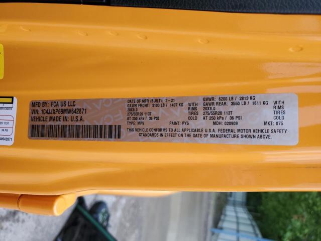 1C4JJXP69MW642871 - 2021 JEEP WRANGLER U SAHARA 4XE YELLOW photo 14