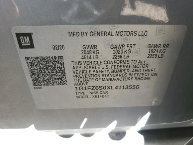 1G1FZ6S0XL4113556 - 2020 CHEVROLET BOLT EV PREMIER GRAY photo 12