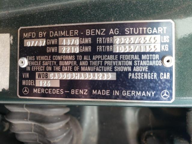 WDBCA35D3HA354283 - 1987 MERCEDES-BENZ 420 SEL GREEN photo 12