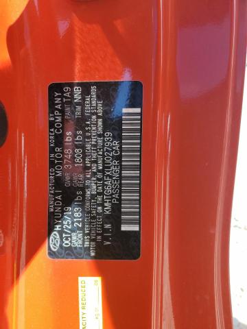 KMHTG6AFXLU027939 - 2020 HYUNDAI VELOSTER BASE Pomarańczowy zdjęcie 12