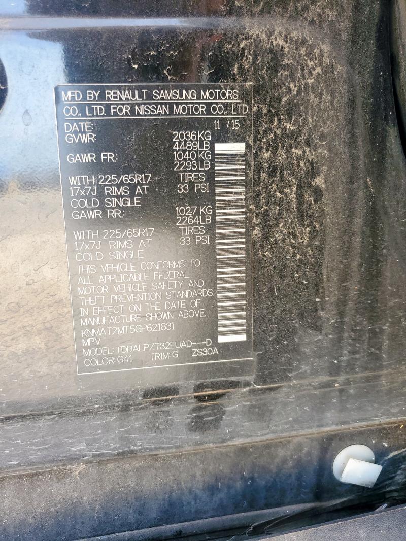 KNMAT2MT5GP621831 - 2016 NISSAN ROGUE S 黑色 照片 14