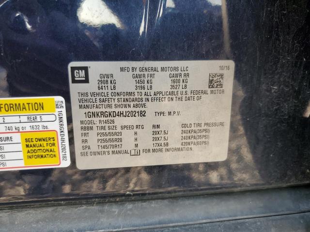 1GNKRGKD4HJ202182 - 2017 CHEVROLET TRAVERSE LT 蓝色 照片 13